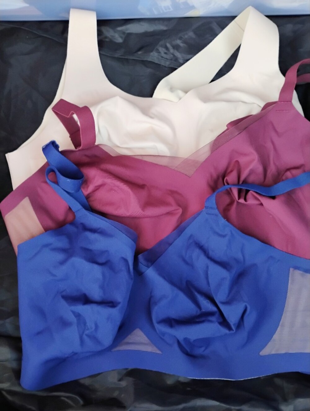 3 Honeylove Shapewear Bras in Deep Berry Mauve And Cream